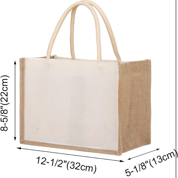 Burlap Tote Bags w/ Handles Reusable Bag for any occasion brand new (3 of them) - Picture 2 of 7